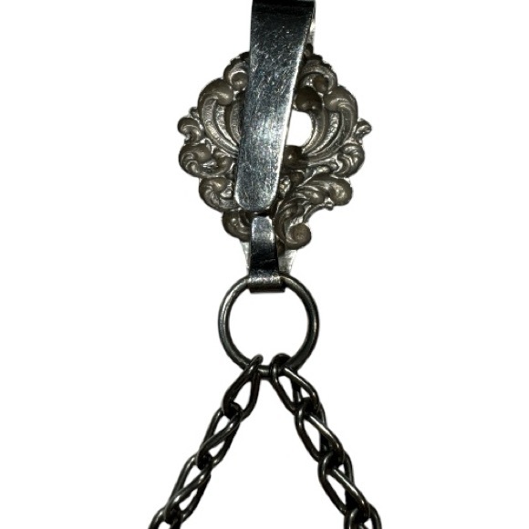 Vintage Victorian Style Silver Tone Mounted Black Velvet Bag with Belt Clip - Picture 12 of 14